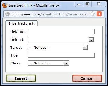 add links dialogue box